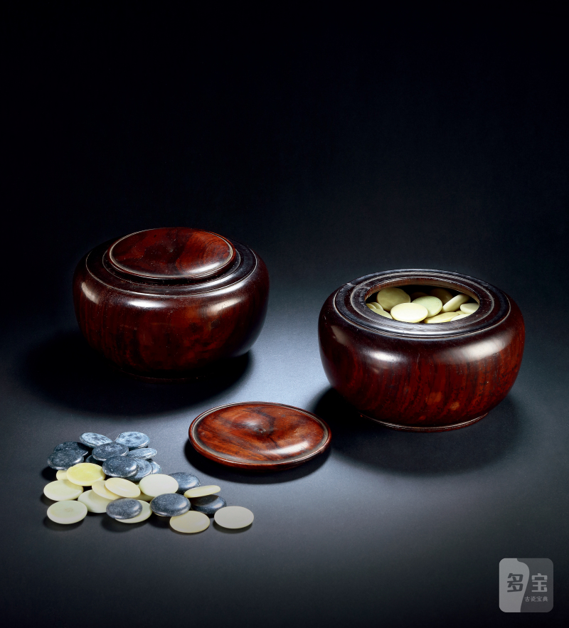 清早期黄花梨围棋盒一对